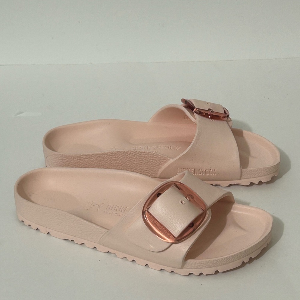 Birkenstock Madrid EVA Sandals Rose Gold Buckle Light Pink Size 37